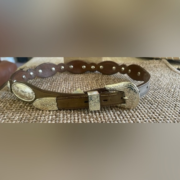 Nocona Brown Leather Concho Belt - Picture 1 of 12
